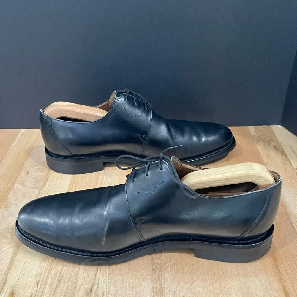 Sanders of England DIPLOMAT Collection BUDAPEST Black Leather plain Toe Oxford.